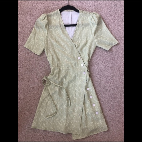Rouje Style Green Dotted Wrap Dress - Picture 1 of 3